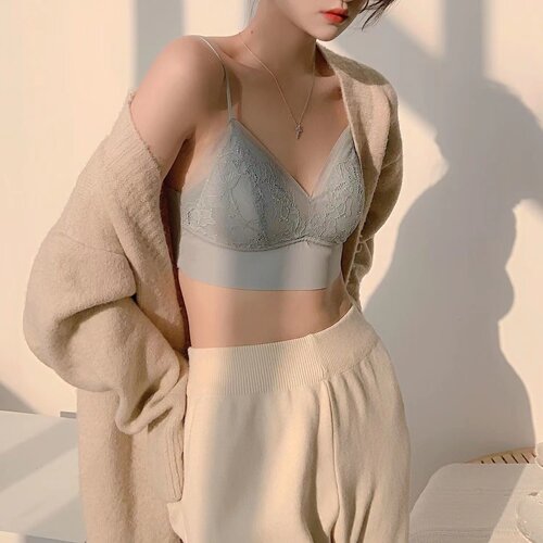 法式内衣薄款蕾丝美背无钢圈