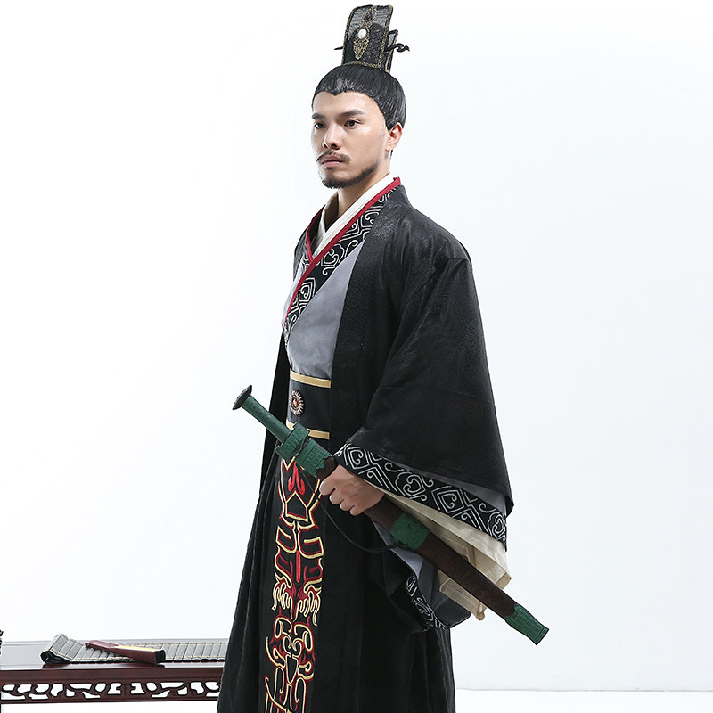 影视古装棉麻男汉服秦朝汉朝服装皇帝服大臣服剧组将军便服演出服