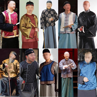 影视古民国长衫男士民百姓家丁仆人富商老爷少爷地主棉麻演出服装