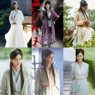 影视新射雕英雄传同款古装女武侠汉服剑客服剧组群演舞台剧演出服