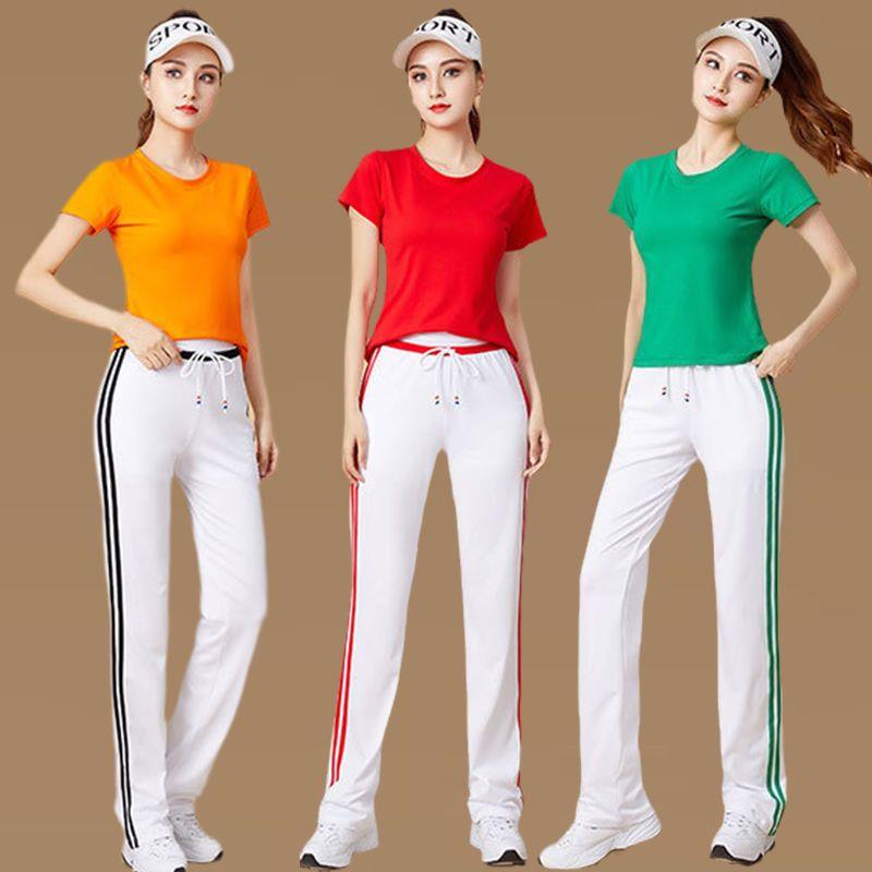 杨丽萍健身操广场舞服装款套装圆领短袖时尚运动装女夏季显瘦