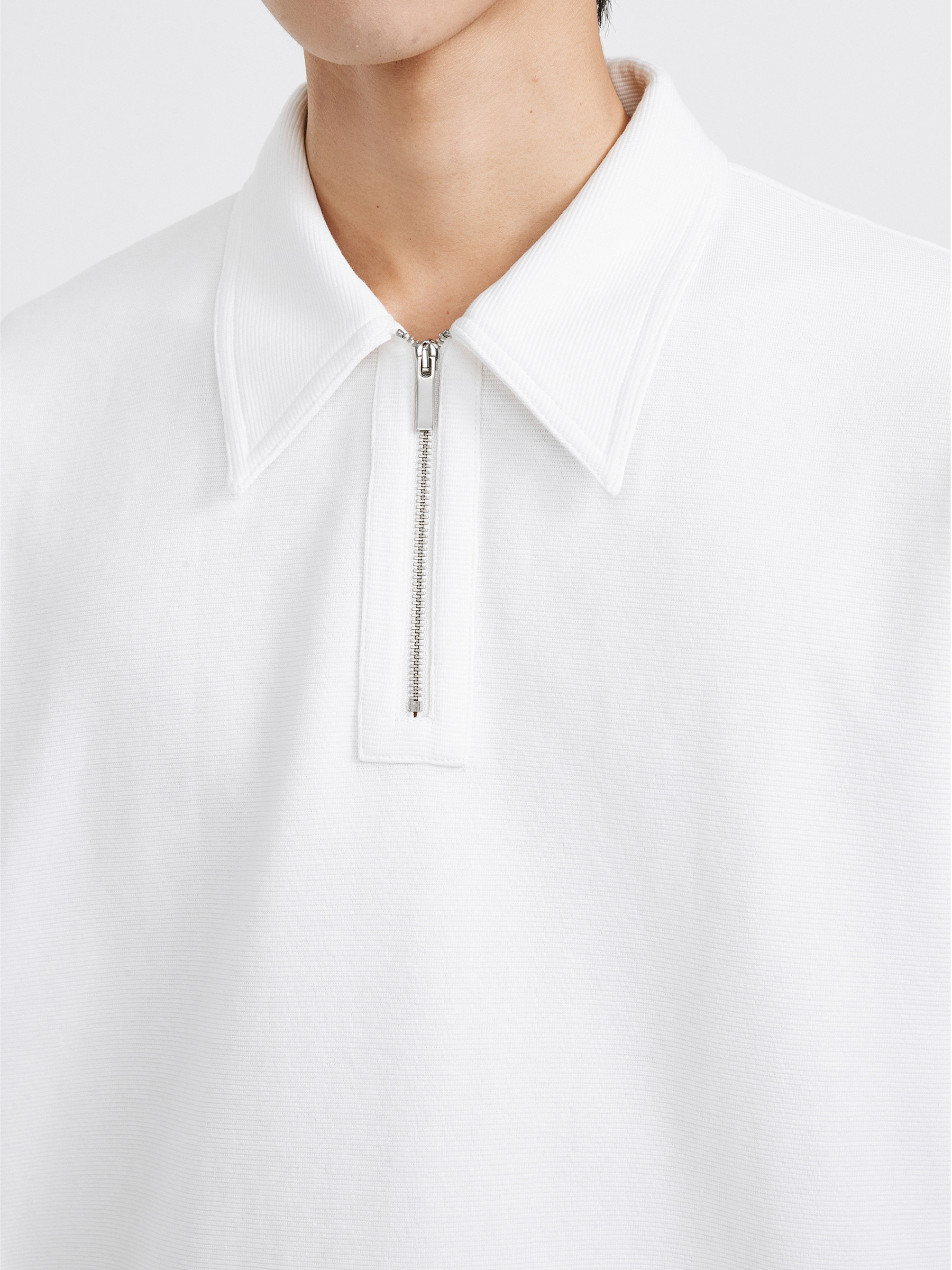 DIMC BLEND TEXTURE TEXTURE METAL ZIPPER SHORT SLEEVE POLO SHIRT SPRING AND SUMMER NEW SIMPLE CASUAL MENS TOP