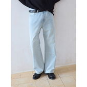 DIMC浅蓝色水洗直筒牛仔裤 男女同款 美式 复古cleanfit休闲长裤