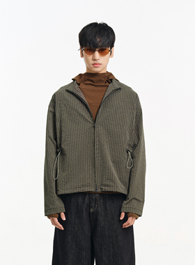 DIMC25SS泡泡肌理格纹立领薄夹克 休闲抽绳束腰男女cleanfit外套