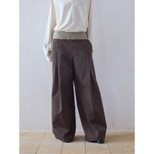 镰刀香蕉裤 DIMC女装 慵懒松弛感西裤 秋款 格纹拼接内褶阔腿高腰裤