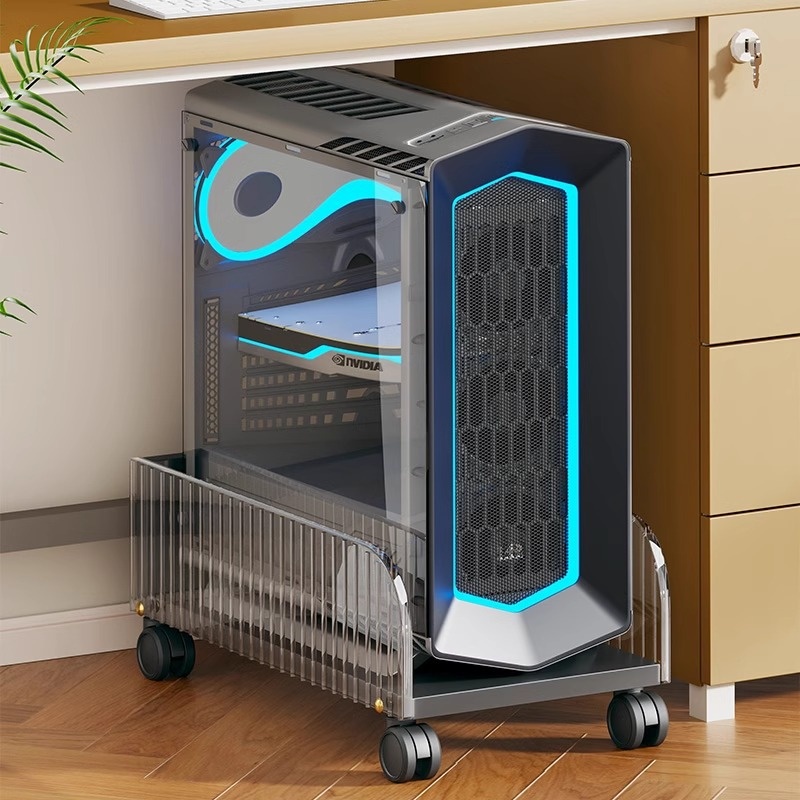 机箱托架电脑主机支架可移动底座带滑轮置物架家用办公室台式托盘