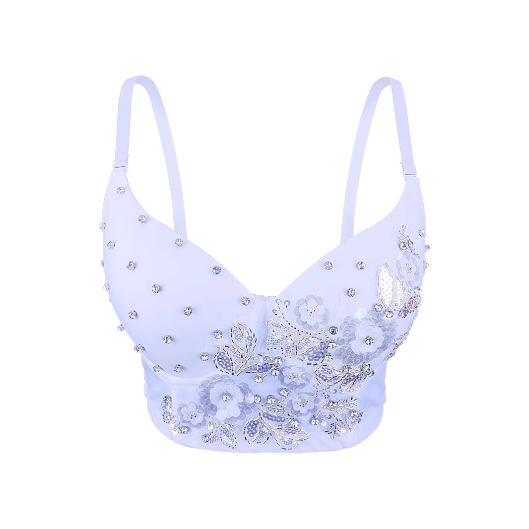 路秋国白色小吊带内搭背心蕾丝贴片法式鱼骨胸衣女小吊带DB1517