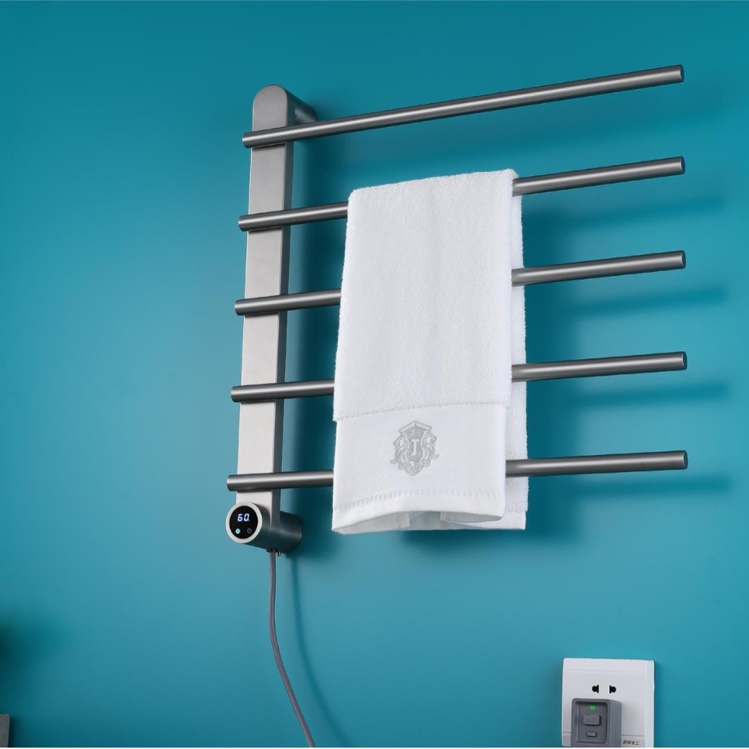 智能数显碳纤维加热家用浴室卫生间网红不锈钢电加热毛巾架浴巾架