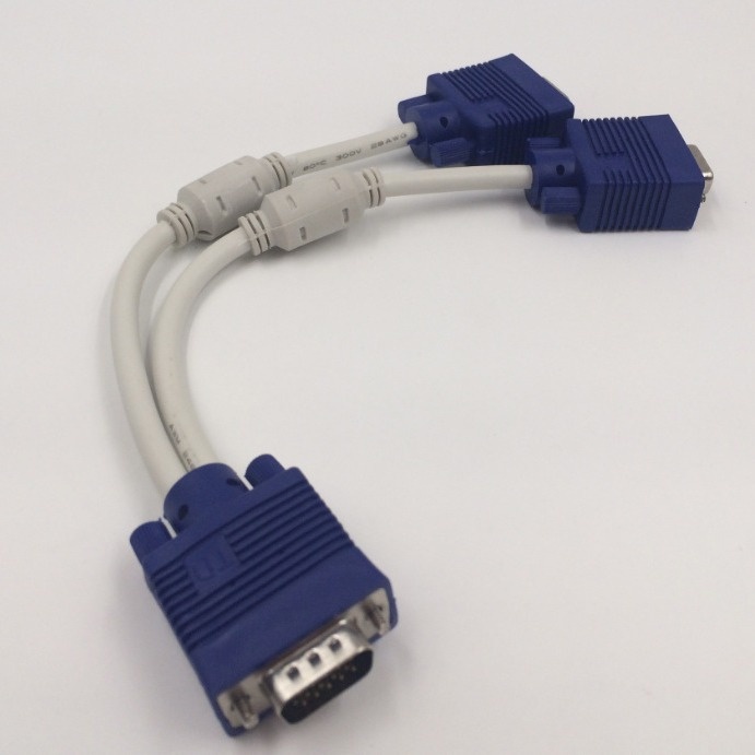 30厘米3+6VGA全铜线芯 带磁环一分二线