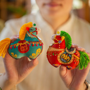 国潮风唐马刺绣手工diy材料包立体布艺玩偶生肖茶宠摆件创意礼物