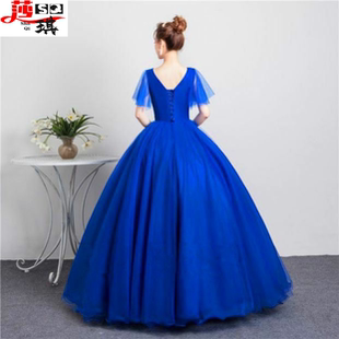 彩纱2020新款 美声独唱演出服主持人 蓬蓬裙声乐学生艺考礼服女长款