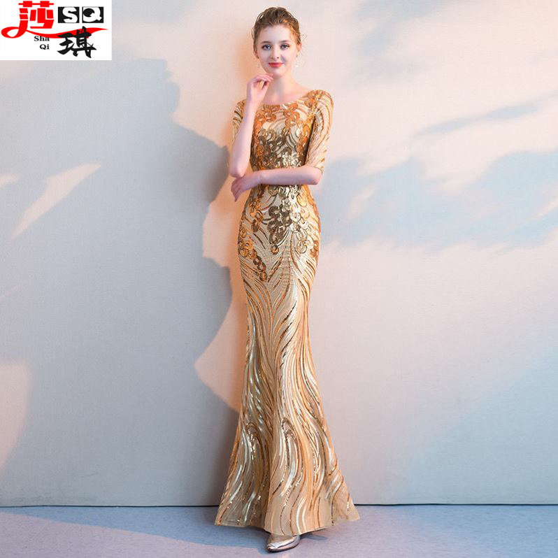 晚礼服裙女2018新款宴会高贵礼服/晚装