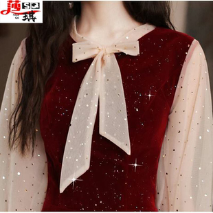 酒红色敬酒服新娘夏结婚订婚小个子礼服裙回门便装连衣裙平时可穿