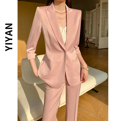 邑颜高级感七分袖西装套装女夏季