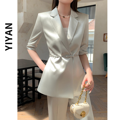 薄款冷香槟西装套装女夏季西服
