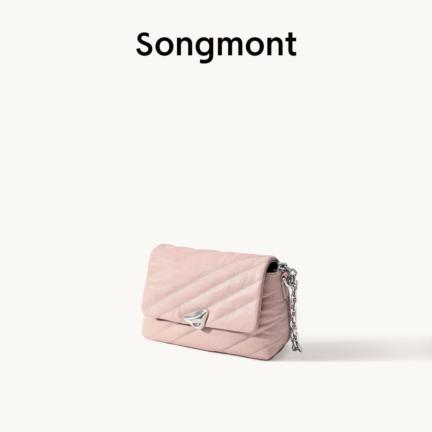 Songmont山下有松滩时系列邮差包单肩斜挎手提头层牛皮链条小方包