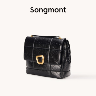 Songmont崧大号巧克力包系列设计师秋冬款 头层牛皮单肩链条小方包