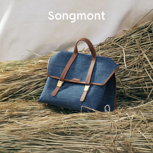Songmont复古牛仔双肩包公文包