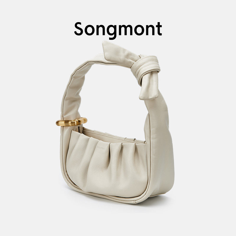 songmont中号云吞包系列设计师新款软头层牛皮腋下褶皱手提包