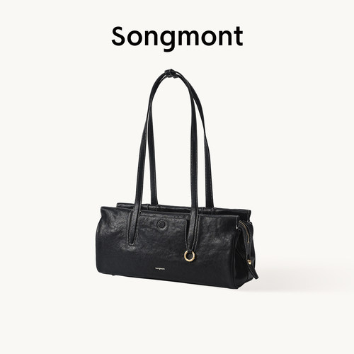 Songmont山下有松循迹法棍包植鞣牛皮通勤波士顿单肩手提腋下包