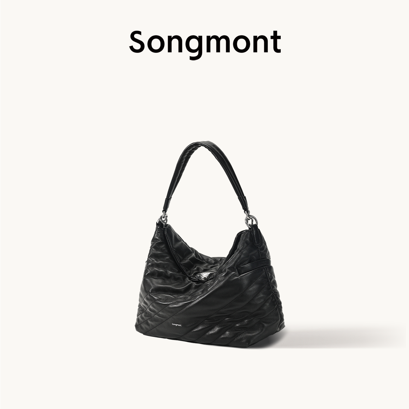 Songmont山下有松滩时系列hobo单肩斜挎手提牛皮链条通勤腋下软包