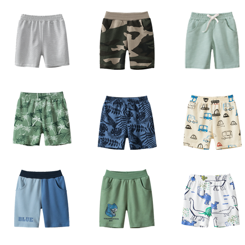 27kids薄款夏装新款纯棉汽车恐龙 2025男童韩版外贸休闲裤短裤
