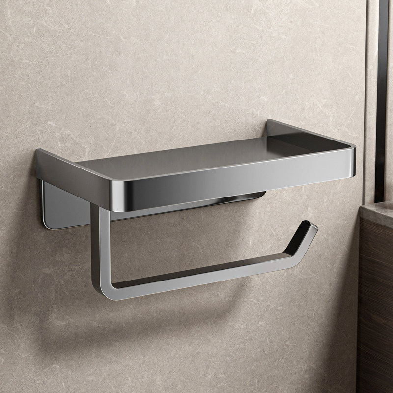 德国枪灰色304不锈钢卫生间浴室酒店宾馆厕所手机纸巾架卫生纸架
