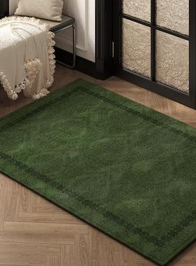 高级感轻奢复古绿色入户门地垫家用防滑踩脚垫客厅地毯门垫大门口