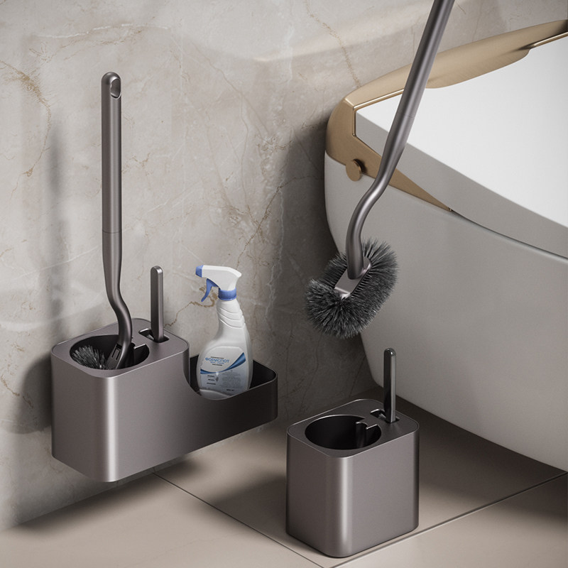 德国枪灰色马桶刷免打孔厕所刷子长手柄清洁套装卫生间洗马桶神器