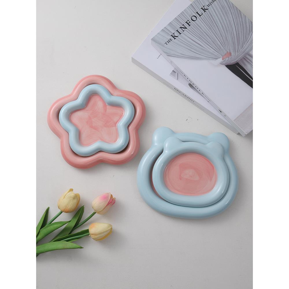 猫碗陶瓷罐头盘碟子猫食盆饭盆防打翻猫咪喝水碗狗碗食盆宠物用品