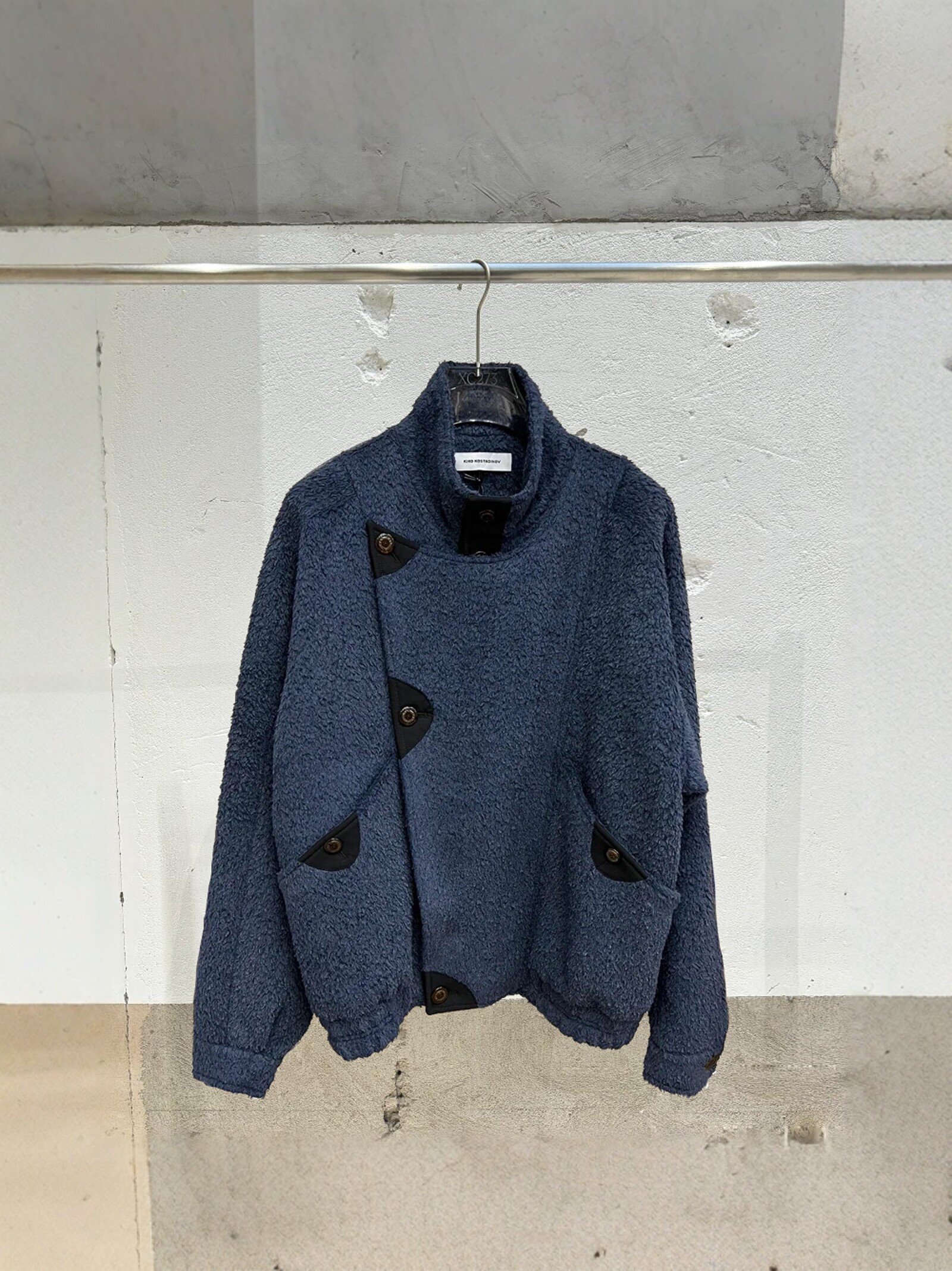 kiko蓝色羊驼毛夹克外套 bomber jacket