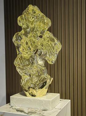 新中式白菜玄关招财摆件酒店大堂售楼处透明树脂雕塑公司装饰品