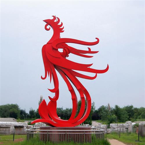 户外大型不锈钢雕塑定制厂家抽象几何凤凰园林广场水景售楼处景观