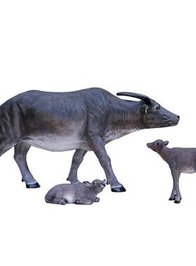 仿真水牛摆件牧童骑牛雕塑玻璃钢园林草坪景观装饰农耕大黄牛模型