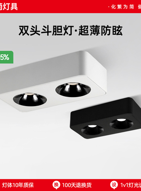 繁简led明装射灯超薄客厅卧室走廊无主灯照明cob吸顶式双头斗胆灯