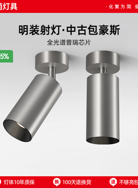 明装射灯可调节包豪斯不锈钢银色客厅普瑞免打孔中古工业风无主灯