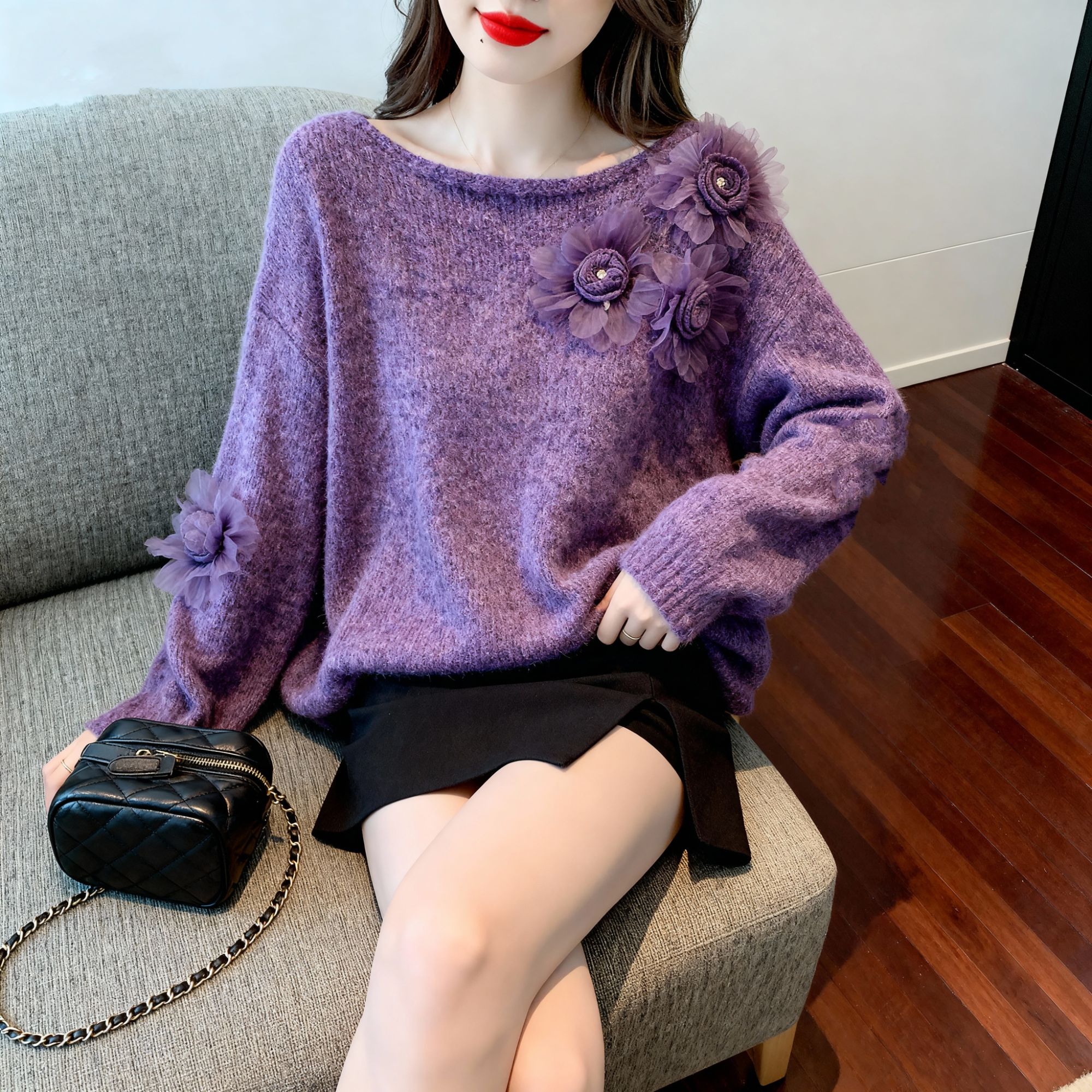 高级感加厚慵懒松弛感毛衣2025冬季新款时尚宽松上衣洋气针织女装