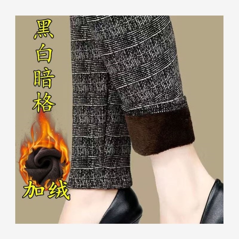 中老年女装秋冬装妈妈装大码花裤子中年奶奶50岁加绒40保暖打底裤