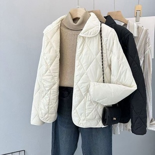 冬季轻薄棉衣女短款羽绒棉服中款收腰棉袄超轻便立领小棉袄大红色