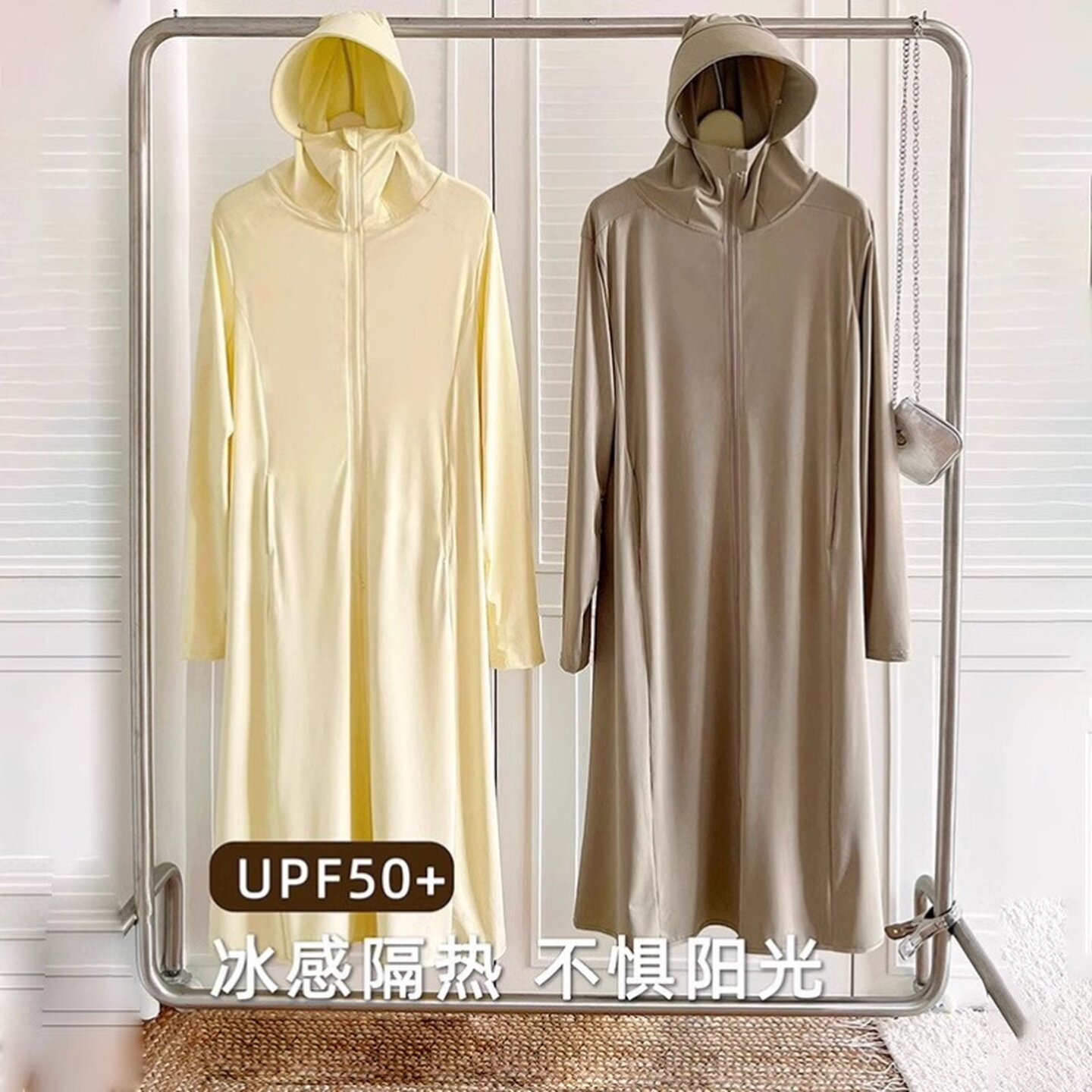 夏季骑车防晒衣女牛仔防风服长款外套连帽子男大码电动摩托车全身