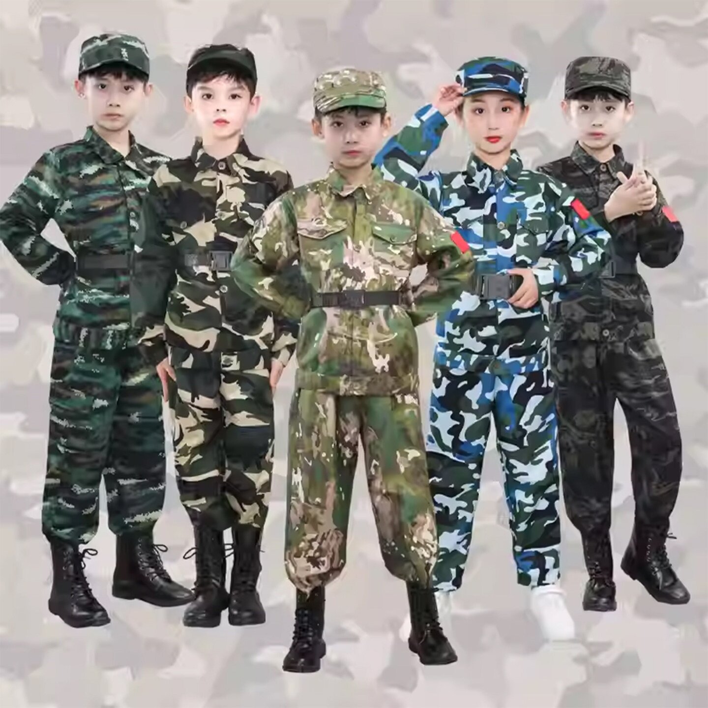 儿童迷彩服加绒套装春秋男女童学生军训服男孩特种兵童装小孩警服