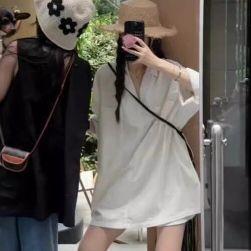性感长袖口袋衬衫裙翻领连衣裙 Pocket Shirt Skirt Collar