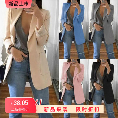 秋季新款欧美大码女装西装领糖果