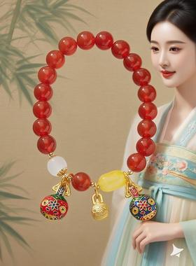 天然红玛瑙手链吞金兽一