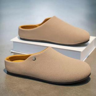 奥特莱斯撤柜清仓老钱风穆勒拖鞋男一脚蹬男士包头勃肯软底半拖