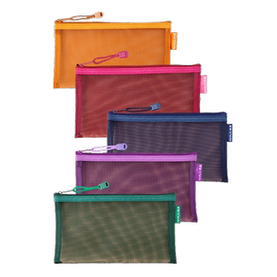 A6透明网纱笔袋小文件袋票据袋学生用文具袋笔袋拉链袋手提袋铅笔袋收纳文件袋a6小号迷你零钱袋定制印刷lgoo