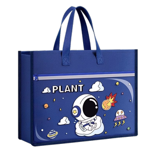 学生手提袋拎书补习袋大容量双层补课包美术袋女孩男孩帆布作业袋初中生文件袋手提包小学生一年级防水收纳袋