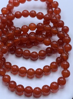 爆款天然A货红玛瑙手链DIY百搭艳红色玛瑙玉髓散珠成品满天星