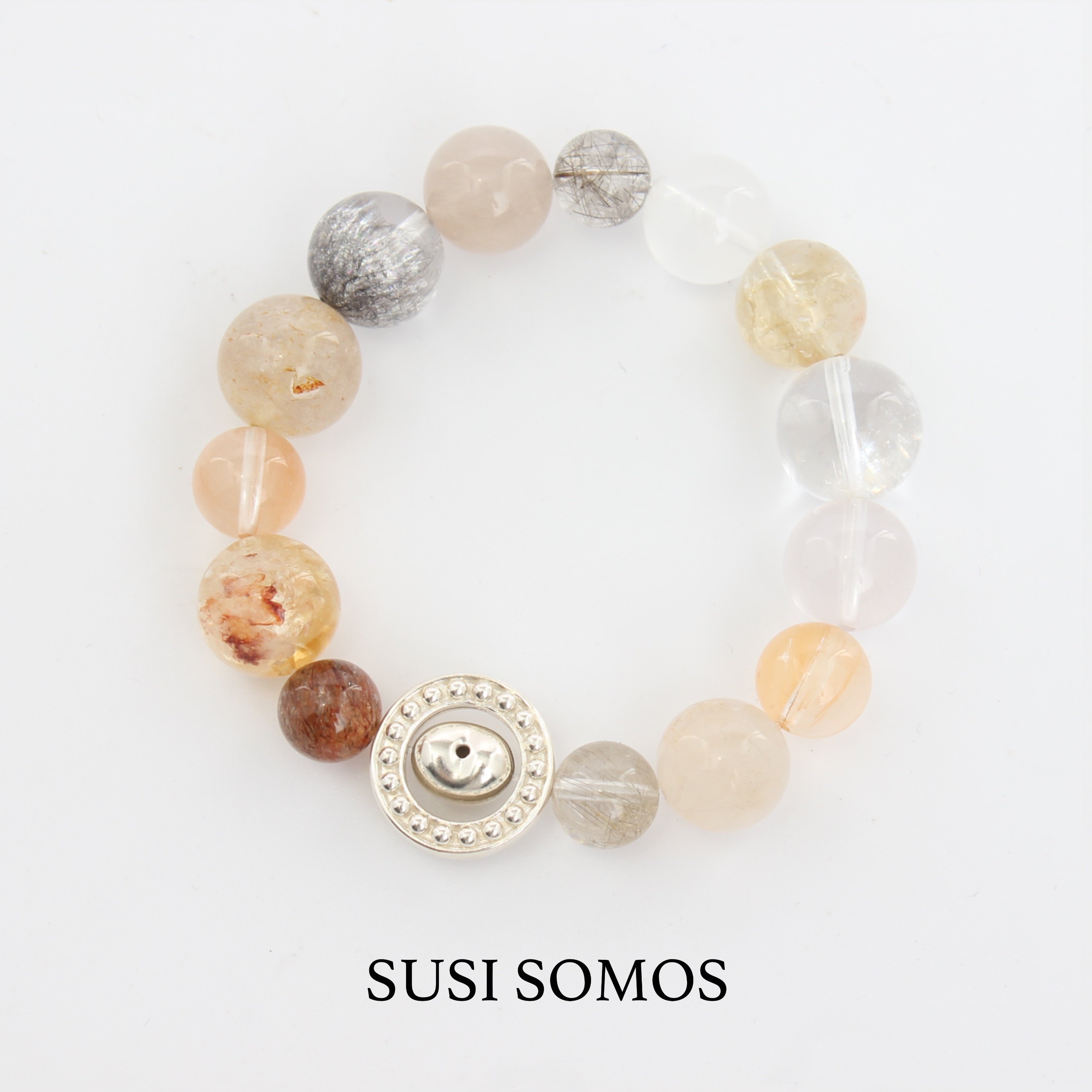 SUSISOMOS苹果黄闪灵手串转运珠