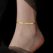 18K金色蛇骨链脚链女2025年夏新款 不掉色简约百搭冷淡风高级手链